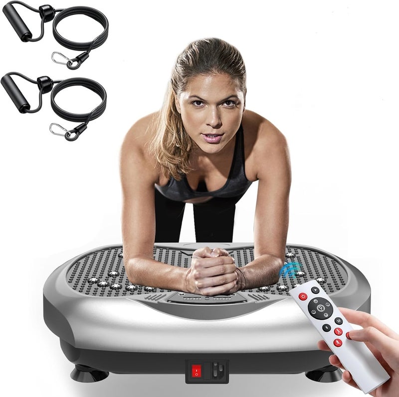 Natini Vibration Plate Exercise Machine - Whole Body Workout Vibration Platform Lymphatic Drainage Machine for Weight Loss Home Fitness with Resistance Bands Remote - Image 1